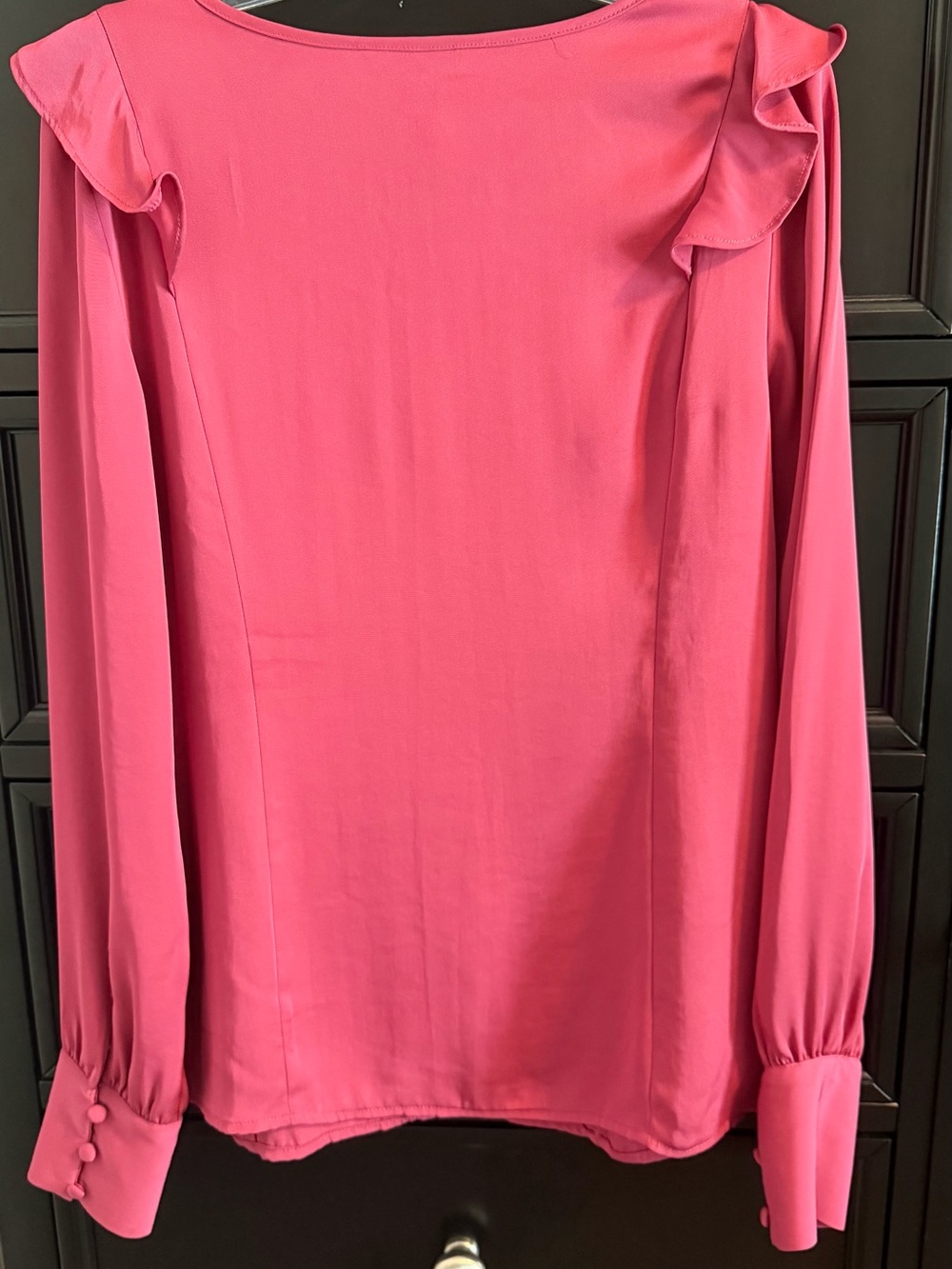 Express Hot Pink Ruffle Long-Sleeve Top - Picture 2 of 4
